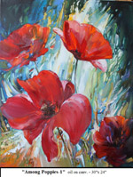 Among Poppies-1, Oil on Canvas